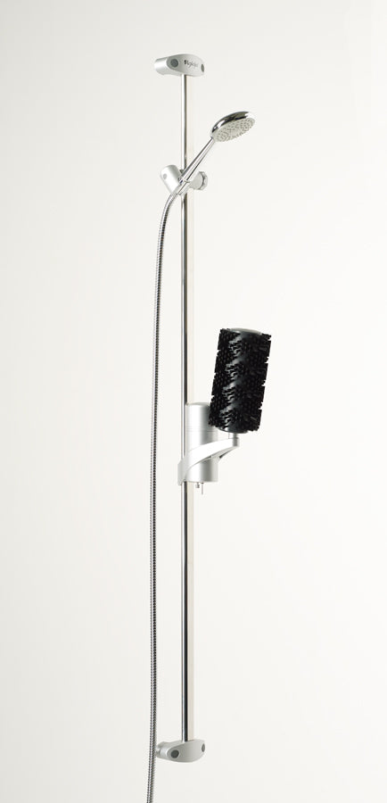 Aglaja Duschsystem standard mit Massagebürste schwarz, Brause und Schlauch