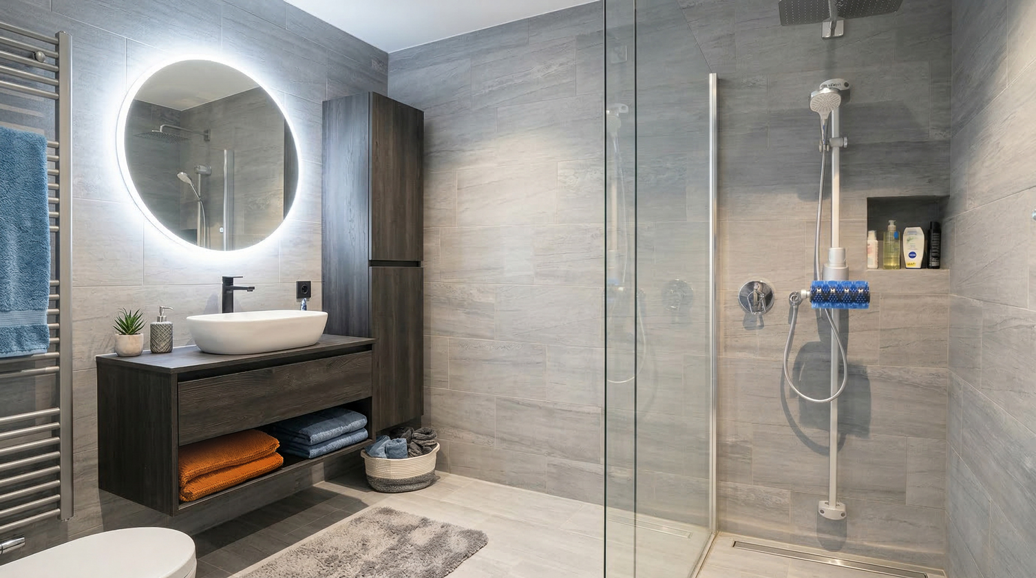 Duschsysteme mit Akku angetrieben und Fernbedienung